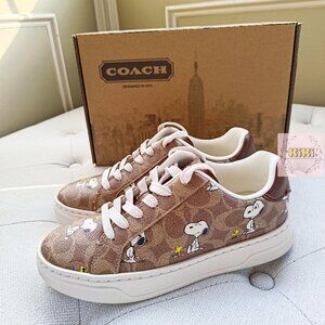 Coach X Peanuts High Line Sneaker In Signature Canvas With Snoopy Print CBZ77